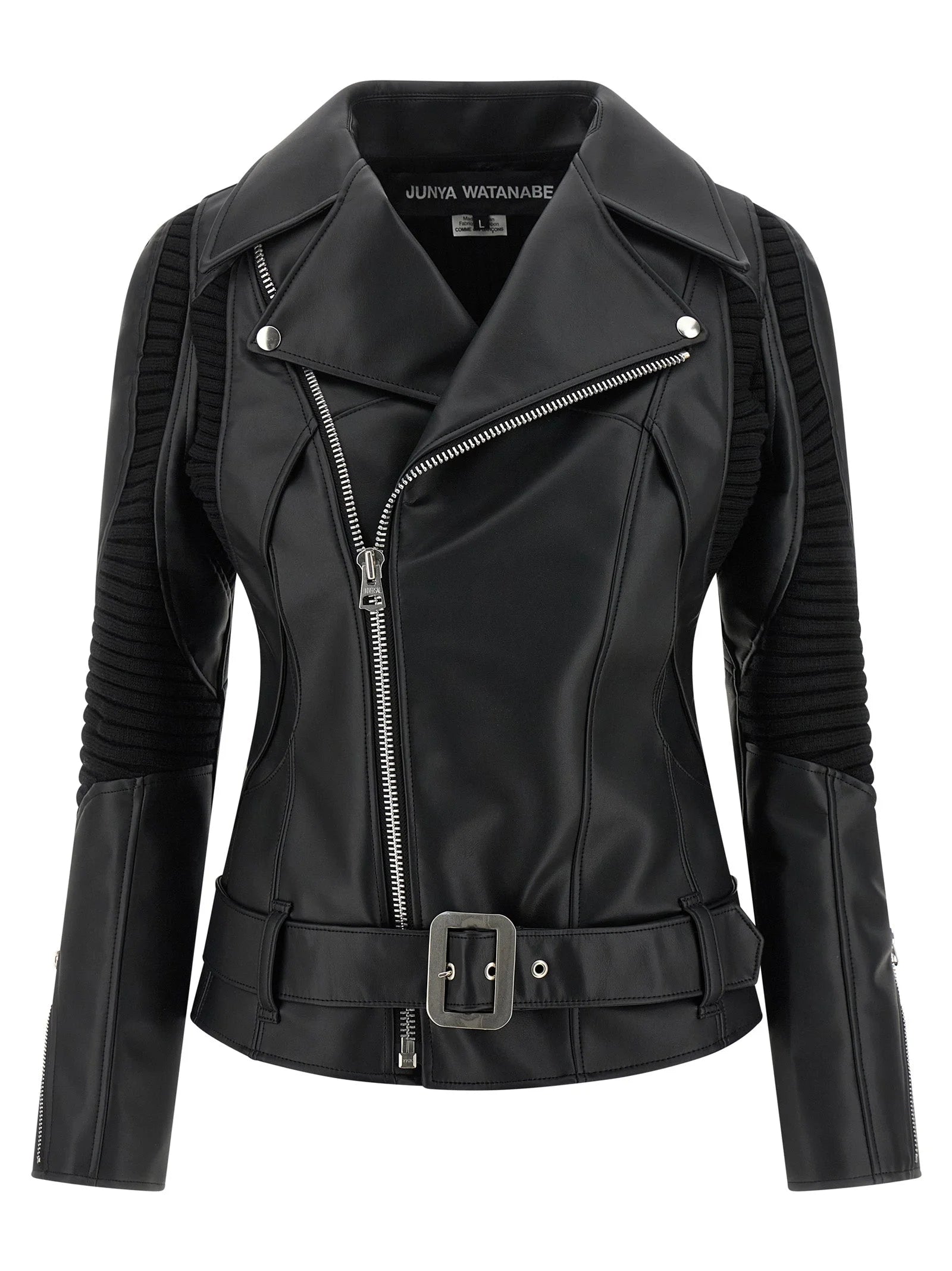 Junya Watanabe Black Artificial Leather Biker Jacket - L