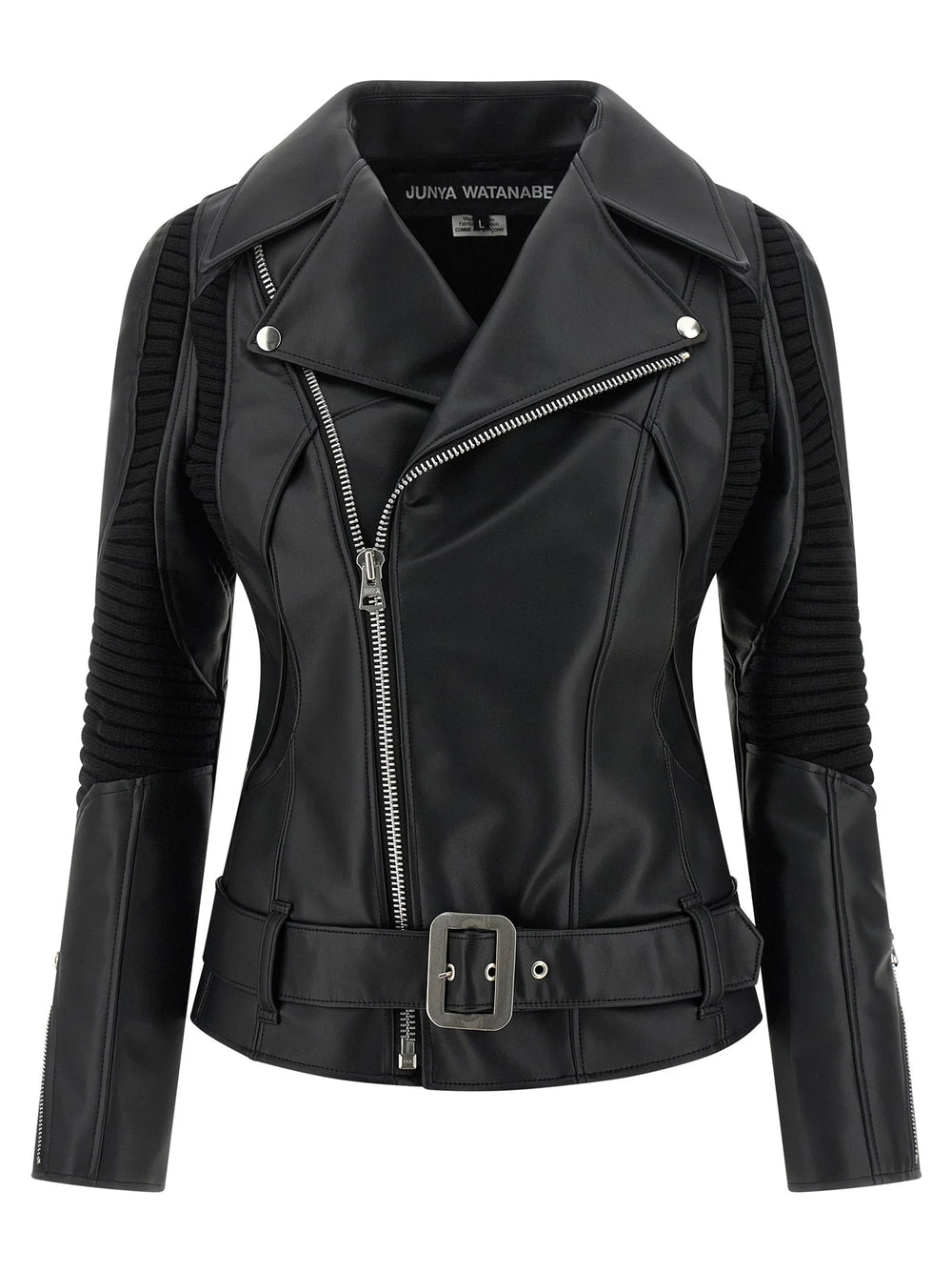 Junya Watanabe Black Artificial Leather Biker Jacket - L