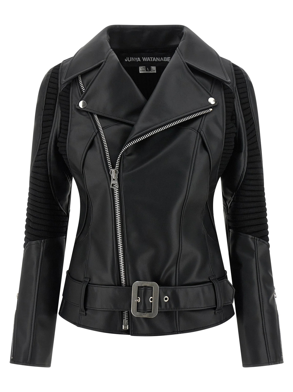 Junya Watanabe Black Artificial Leather Biker Jacket - L