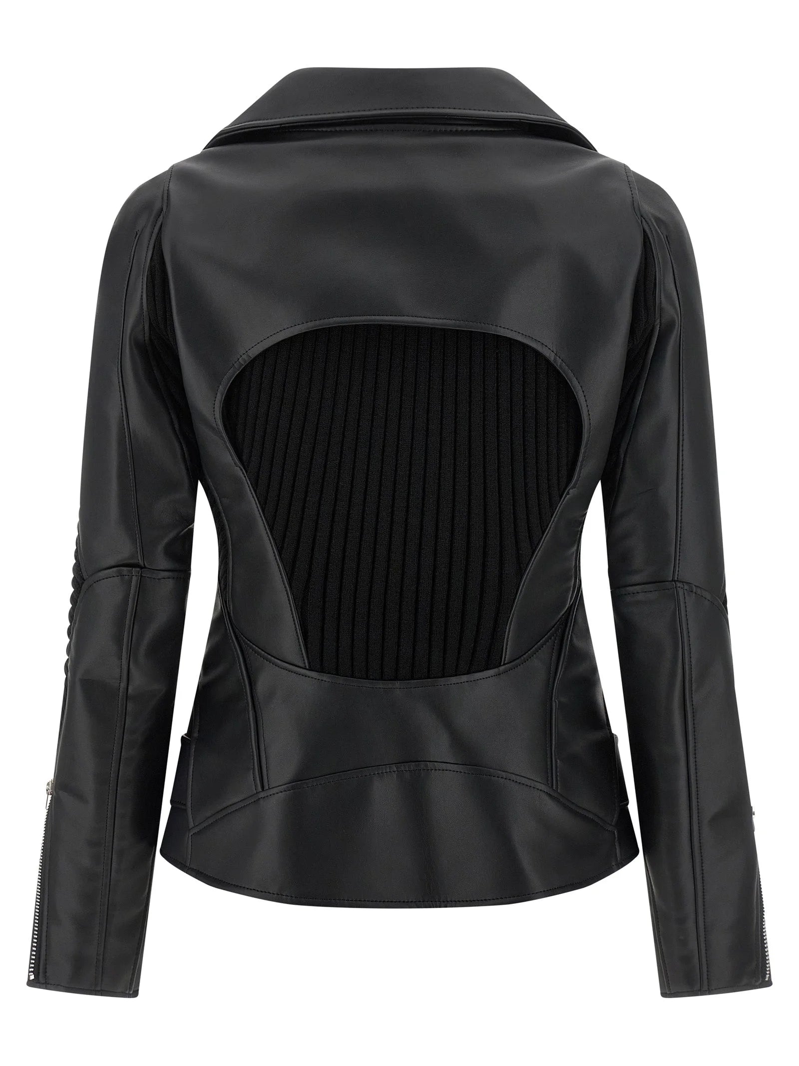 Junya Watanabe Black Artificial Leather Biker Jacket - L