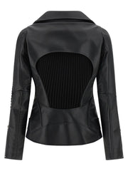 Junya Watanabe Black Artificial Leather Biker Jacket - L