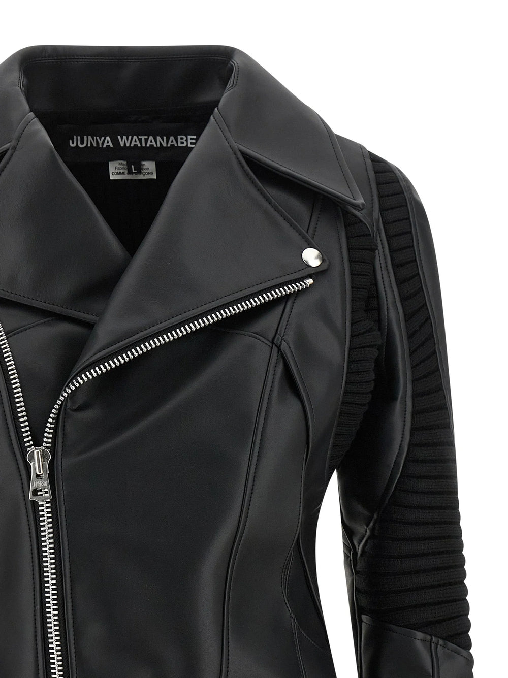 Junya Watanabe Black Artificial Leather Biker Jacket - L
