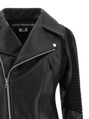 Junya Watanabe Black Artificial Leather Biker Jacket - L
