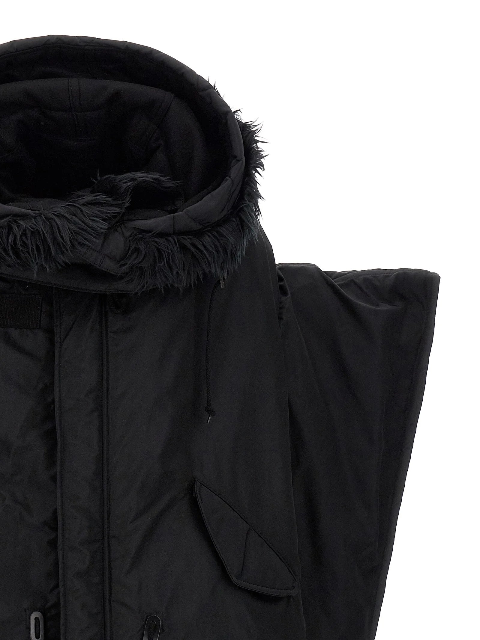 Junya Watanabe Black Nylon Full-Length Jacket - S