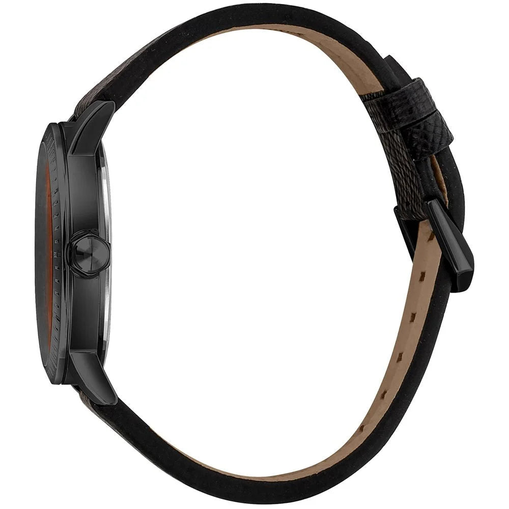 Just Cavalli Black Leather Dress Watch