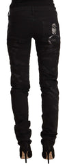 Just Cavalli Black Mid Waist Embellished Skinny Jeans - Jeans