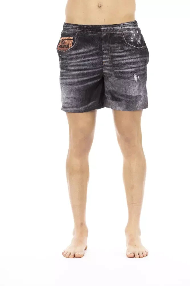 Just Cavalli Black Polyester Men Swimwear Short - Boardshorts