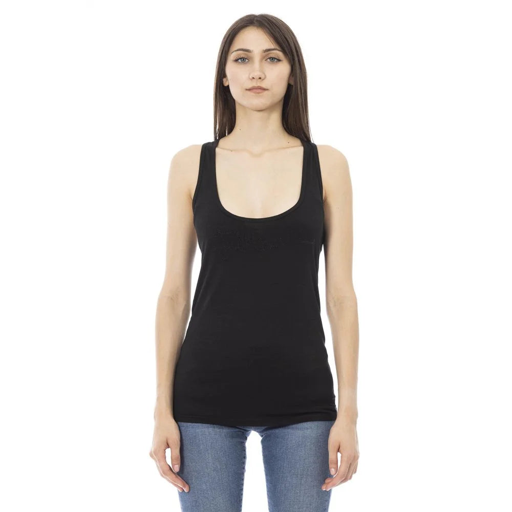Just Cavalli Black Viscose Tank Top - Tank Tops