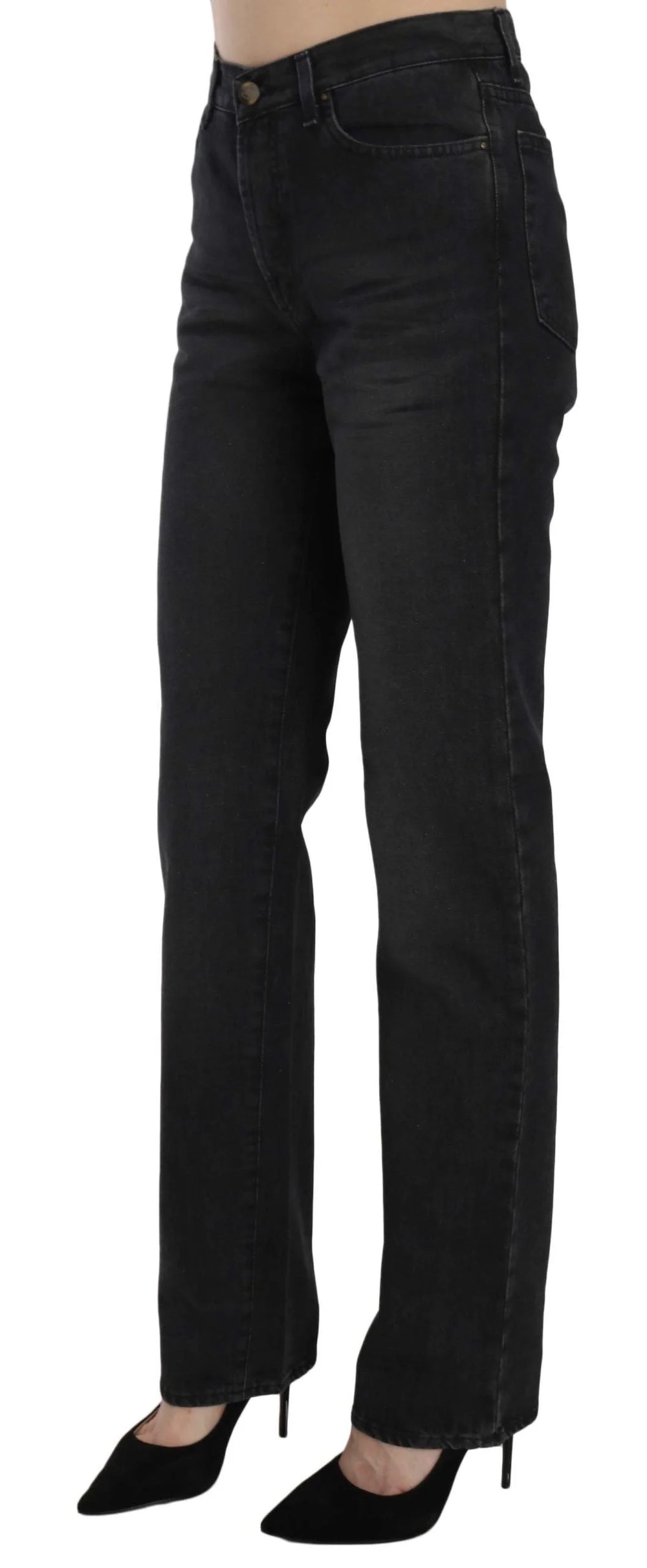 Just Cavalli Black Washed High Waist Straight Denim Pants Jeans - W30 - Jeans