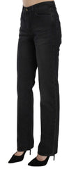 Just Cavalli Black Washed High Waist Straight Denim Pants Jeans - W30 - Jeans