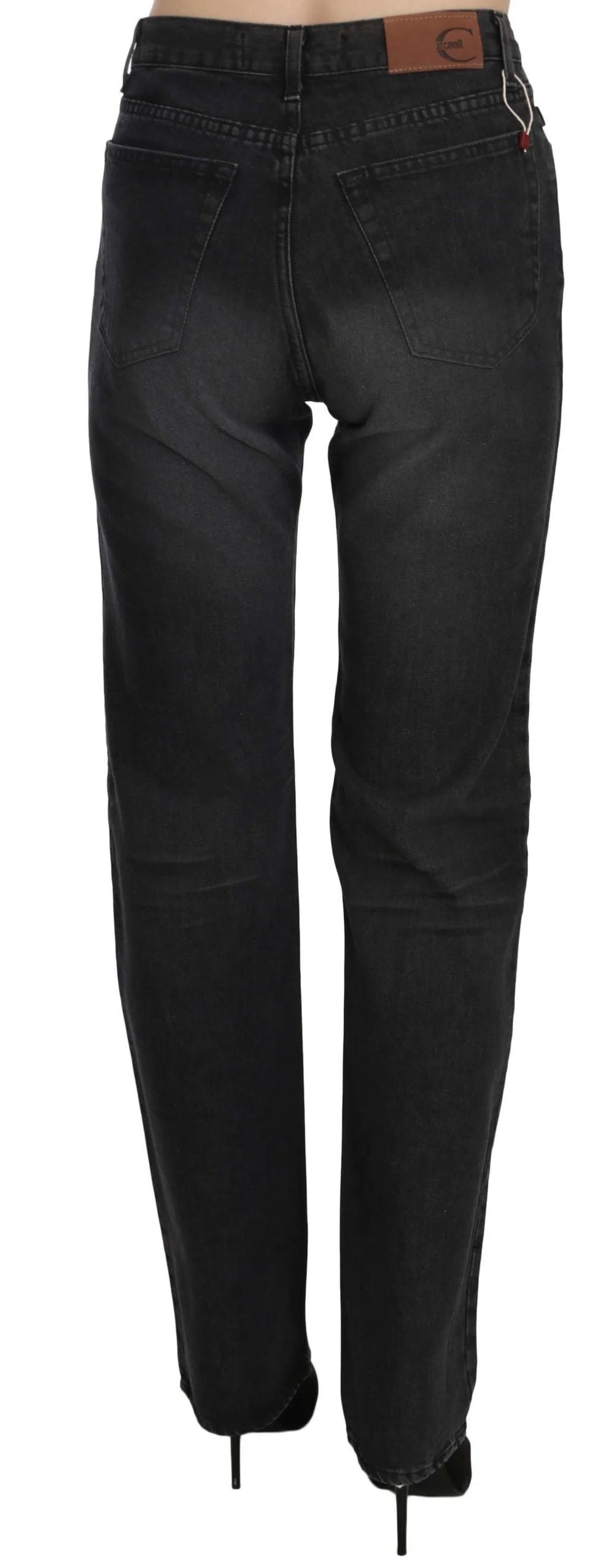Just Cavalli Black Washed High Waist Straight Denim Pants Jeans - W30 - Jeans