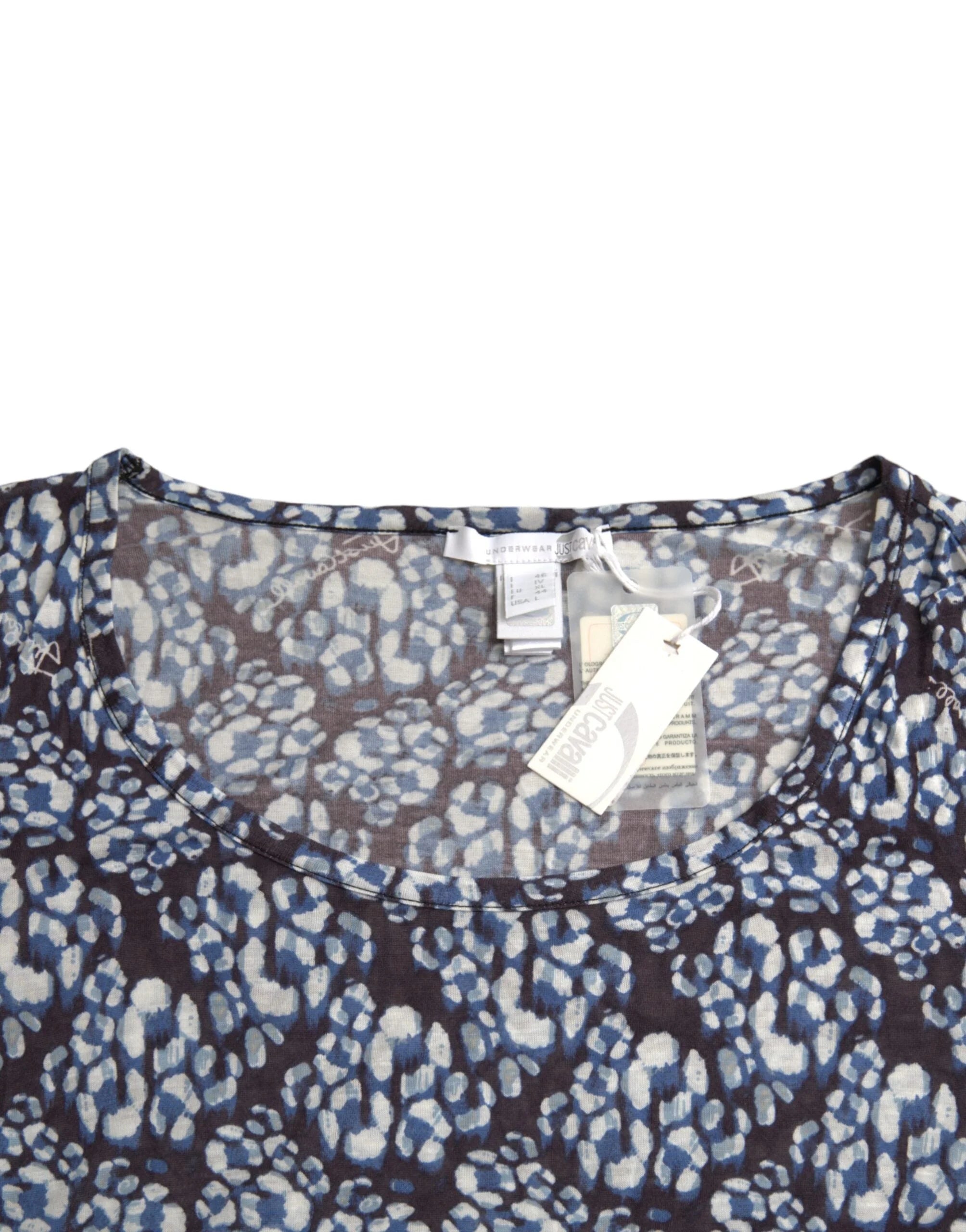 Just Cavalli Blue Floral Lace Long Sleeves Top Underwear Blouse - Women’s Underwear Slips