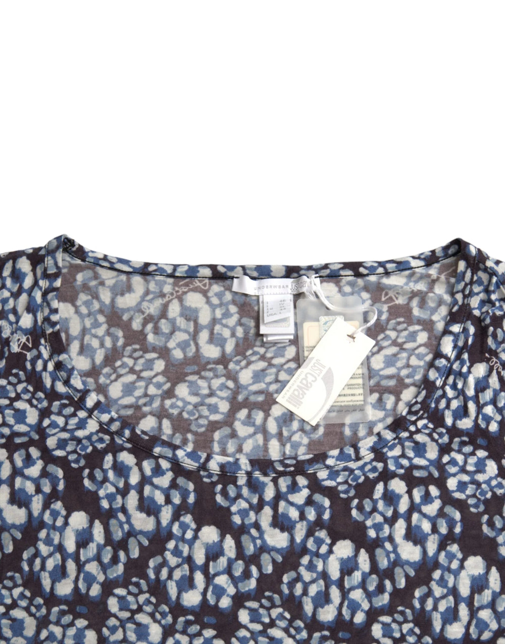 Just Cavalli Blue Floral Lace Long Sleeves Top Underwear Blouse - Women’s Underwear Slips