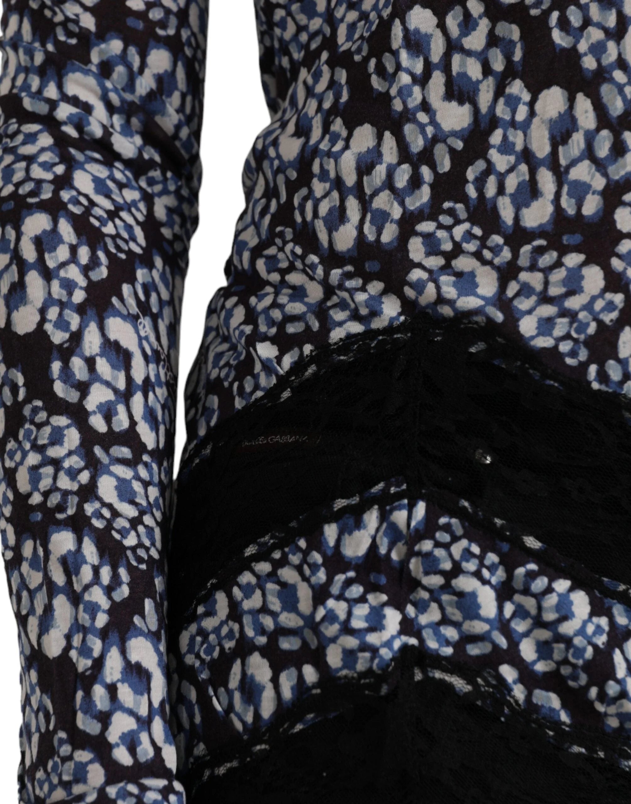 Just Cavalli Blue Floral Lace Long Sleeves Top Underwear Blouse - Women’s Underwear Slips