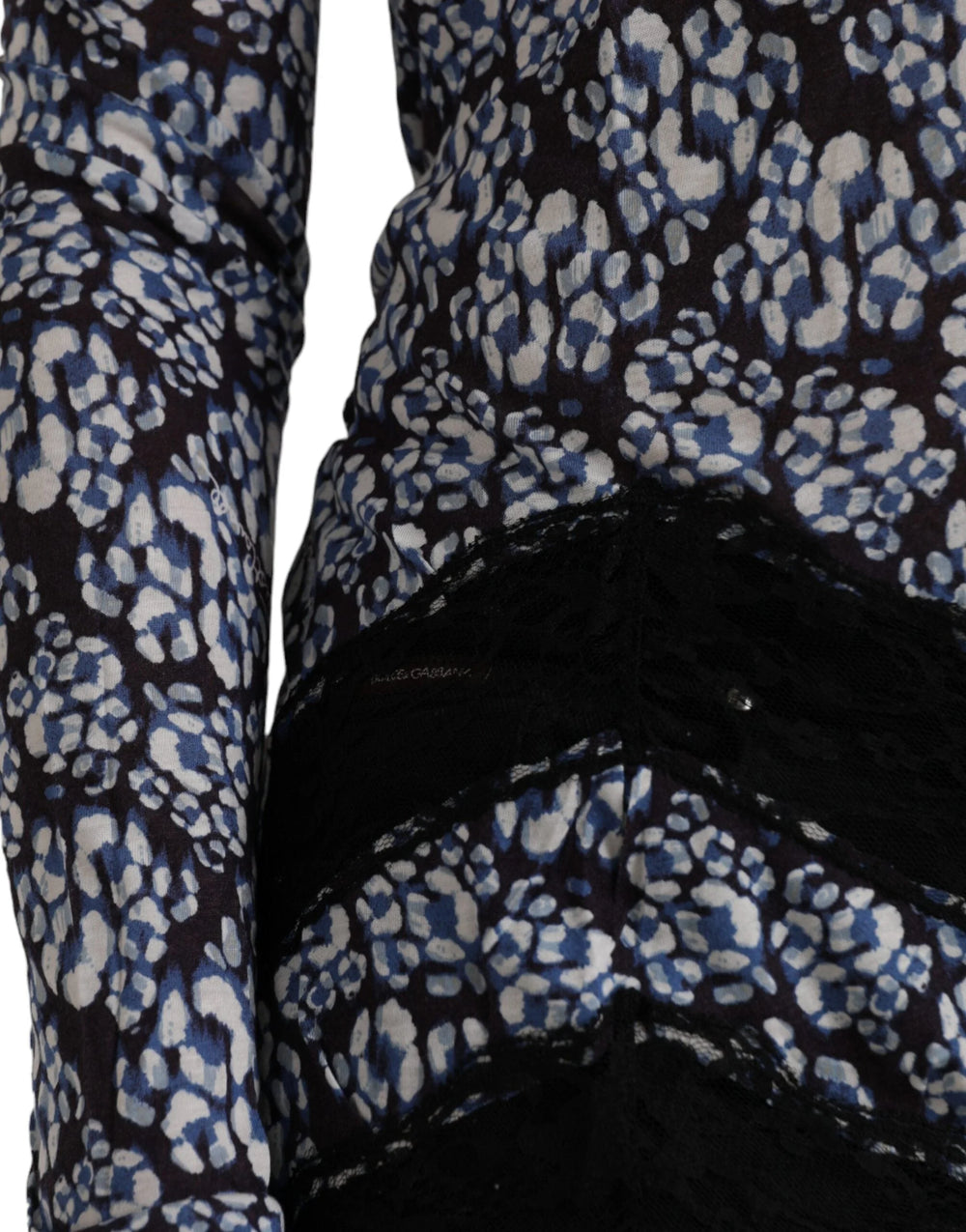 Just Cavalli Blue Floral Lace Long Sleeves Top Underwear Blouse - Women’s Underwear Slips