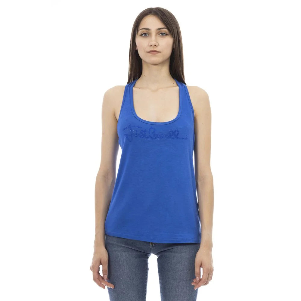 Just Cavalli Blue Viscose Tank Top - Tank Tops