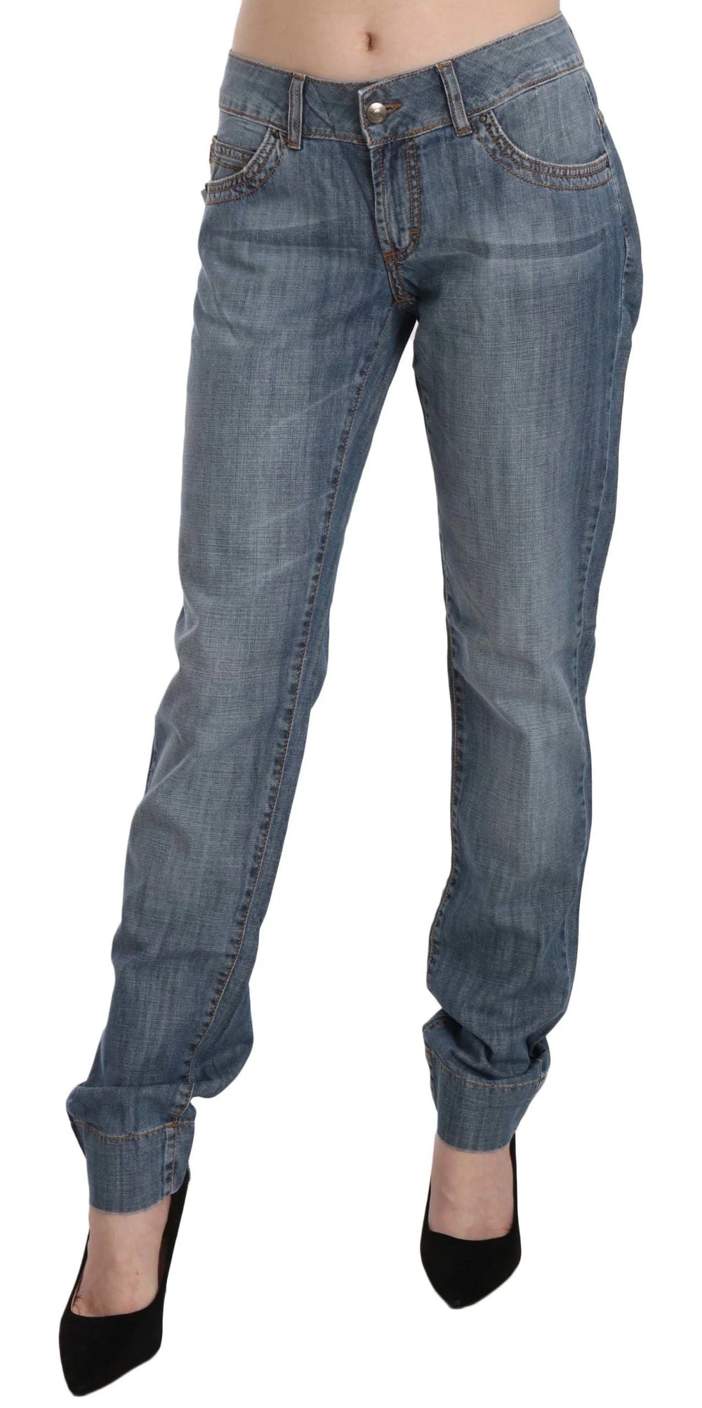 Just Cavalli Blue Washed Cotton Low Waist Slim Fit Denim Pants - W31 - Jeans
