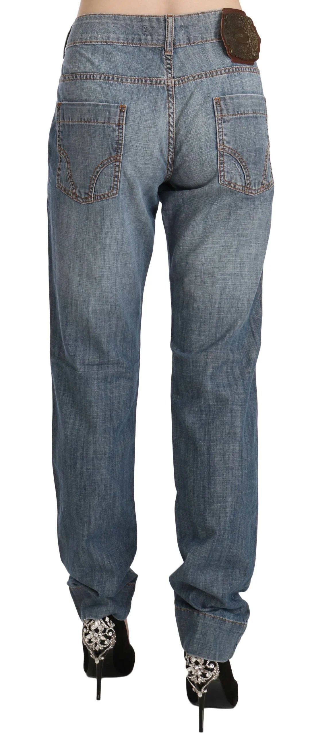 Just Cavalli Blue Washed Cotton Low Waist Slim Fit Denim Pants - W31 - Jeans