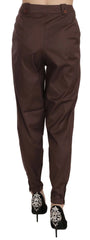 Just Cavalli Brown High Waist Tapered Formal Trousers Pants - Trousers