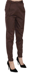 Just Cavalli Brown High Waist Tapered Formal Trousers Pants - Trousers