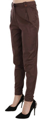 Just Cavalli Brown High Waist Tapered Formal Trousers Pants - Trousers