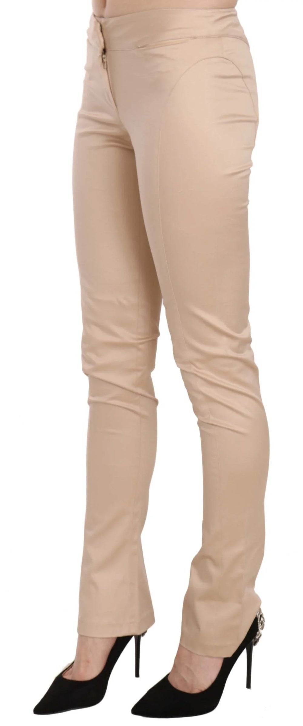 Just Cavalli Cream Low Waist Skinny Formal Trousers Pants - IT38|XS - Trousers