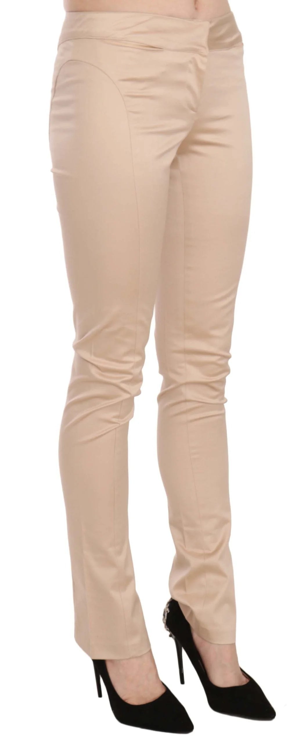 Just Cavalli Cream Low Waist Skinny Formal Trousers Pants - IT38|XS - Trousers