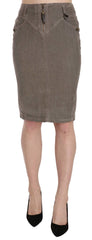 Just Cavalli Gray Corduroy Pencil Straight A-Line Skirt - IT40|S