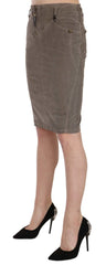 Just Cavalli Gray Corduroy Pencil Straight A-Line Skirt - IT40|S