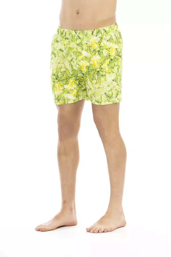 Just Cavalli Green Polyester Men Swim Short - Swim Boxers