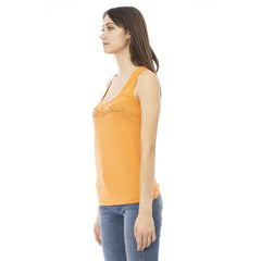 Just Cavalli Orange Viscose Tank Top - Tank Tops