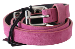 Just Cavalli Pink Silver Chrome Metal Buckle Waist Belt - 90 cm / 36 Inches - Belts