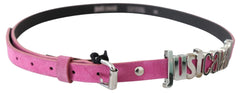 Just Cavalli Pink Silver Chrome Metal Buckle Waist Belt - 90 cm / 36 Inches - Belts