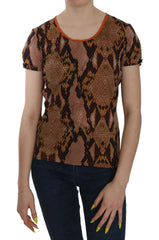 Just Cavalli Snake Skin Print Short Sleeve Top T-shirt - IT44 | M - T-Shirts