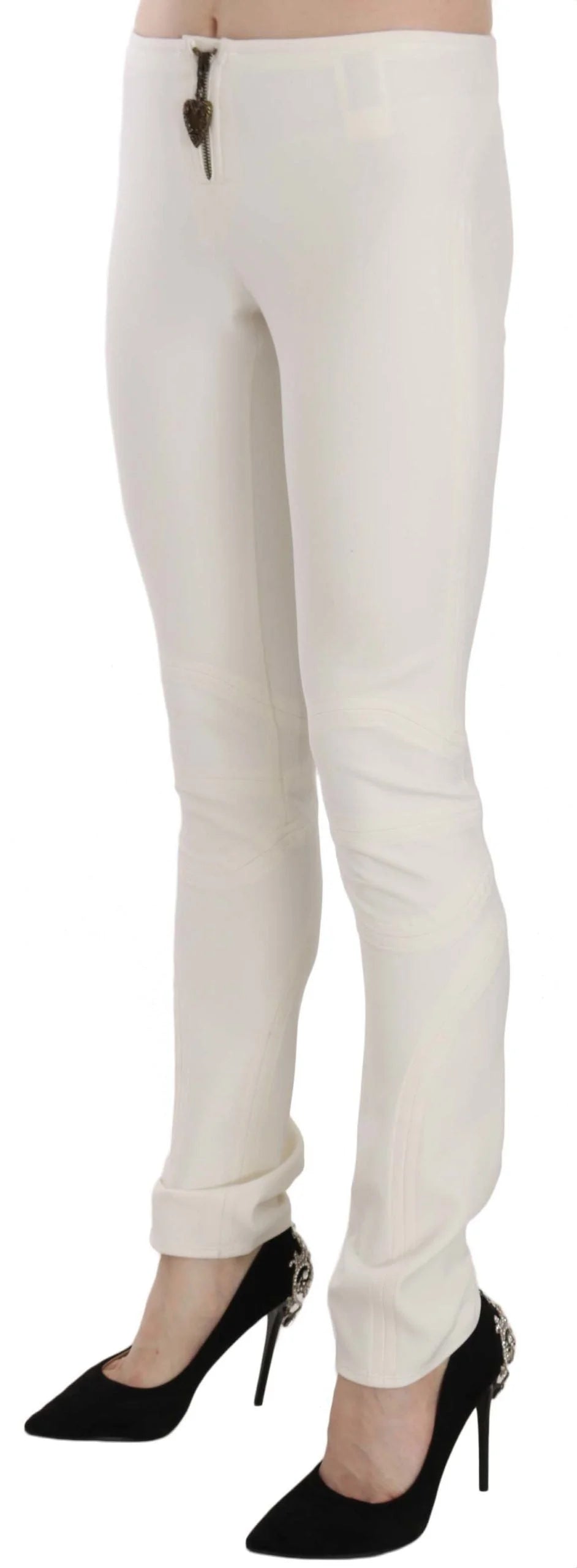 Just Cavalli White Mid Waist Skinny Dress Trousers Pants - IT42|M - Trousers