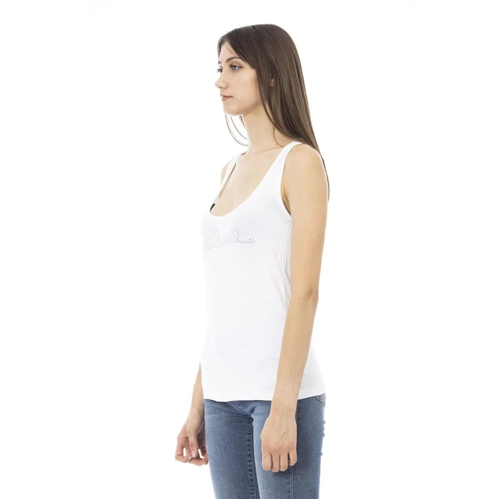 Just Cavalli White Viscose Tank Top - Tank Tops