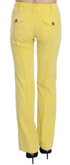 Just Cavalli Yellow Corduroy Mid Waist Straight Trousers Pants - IT46|XL - Trousers