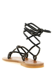 K.JACQUES SAINT TROPEZ Black Cowhide Flat Sandals - EU39/US9