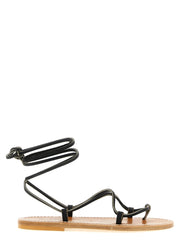 K.JACQUES SAINT TROPEZ Black Cowhide Flat Sandals - EU39/US9