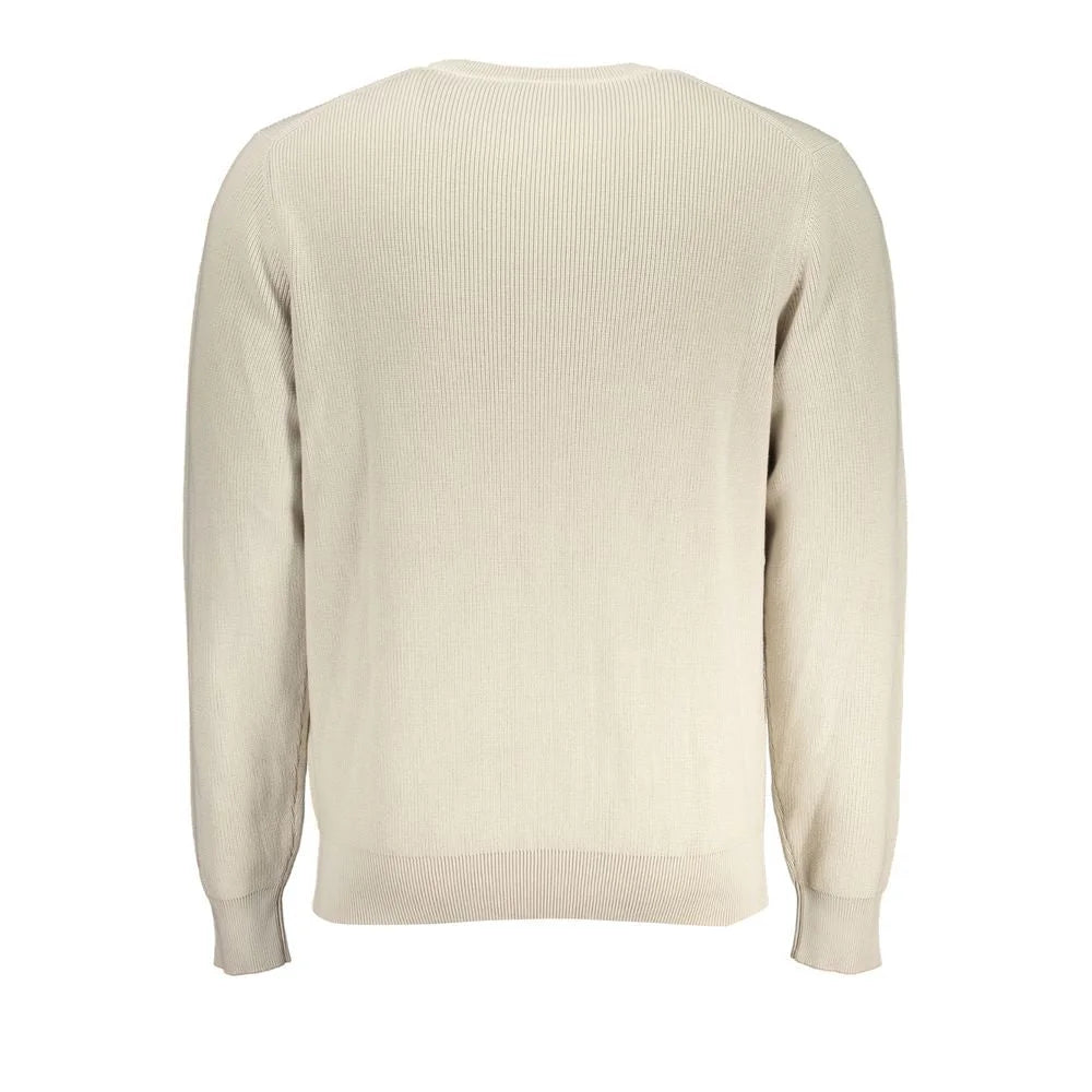 K-WAY Beige Crew Neck Cotton Sweater with Logo Detail - XXL