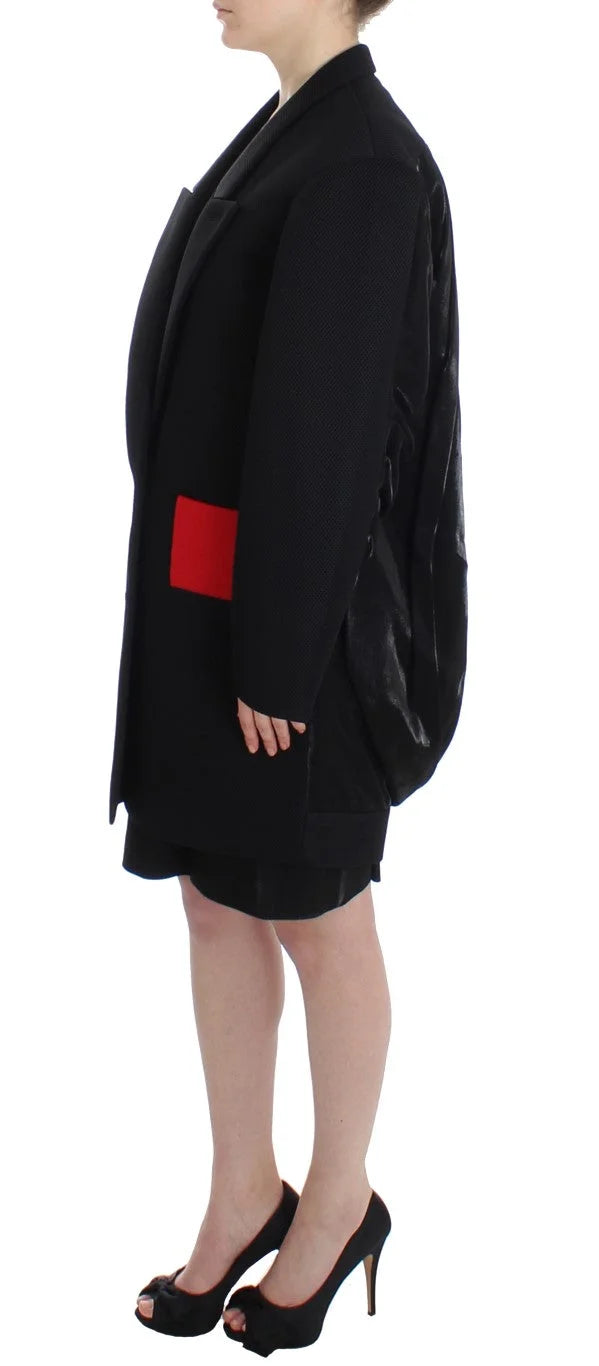 KAALE SUKTAE Black Coat Trench Long Draped Jacket Blazer - Overcoats