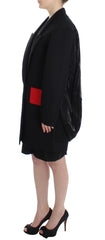 KAALE SUKTAE Black Coat Trench Long Draped Jacket Blazer - Overcoats