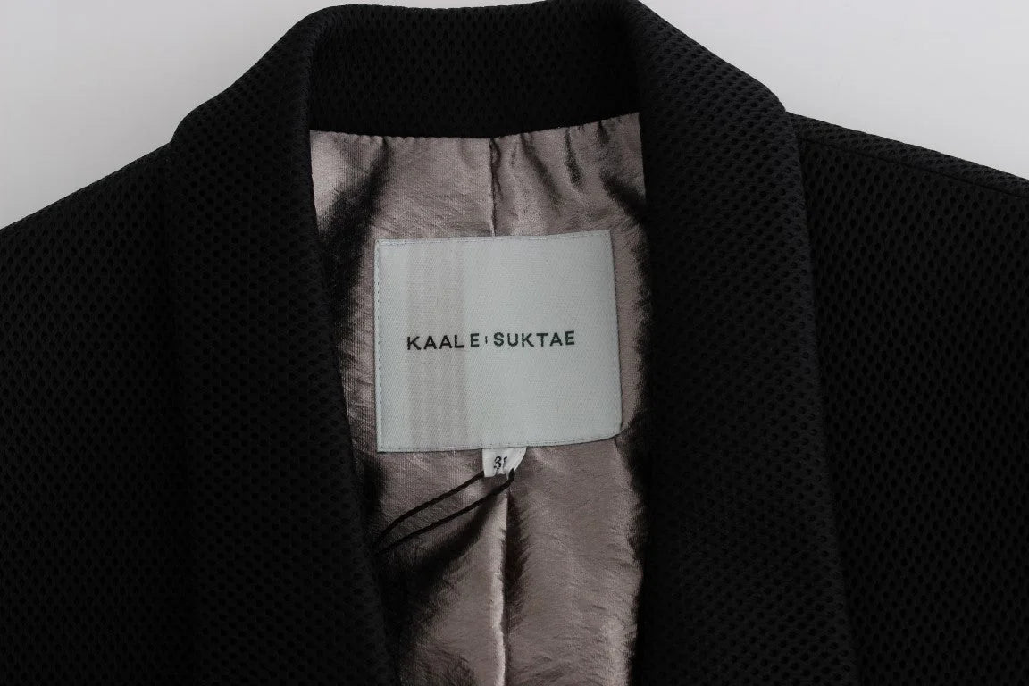 KAALE SUKTAE Black Coat Trench Long Draped Jacket Blazer - Overcoats