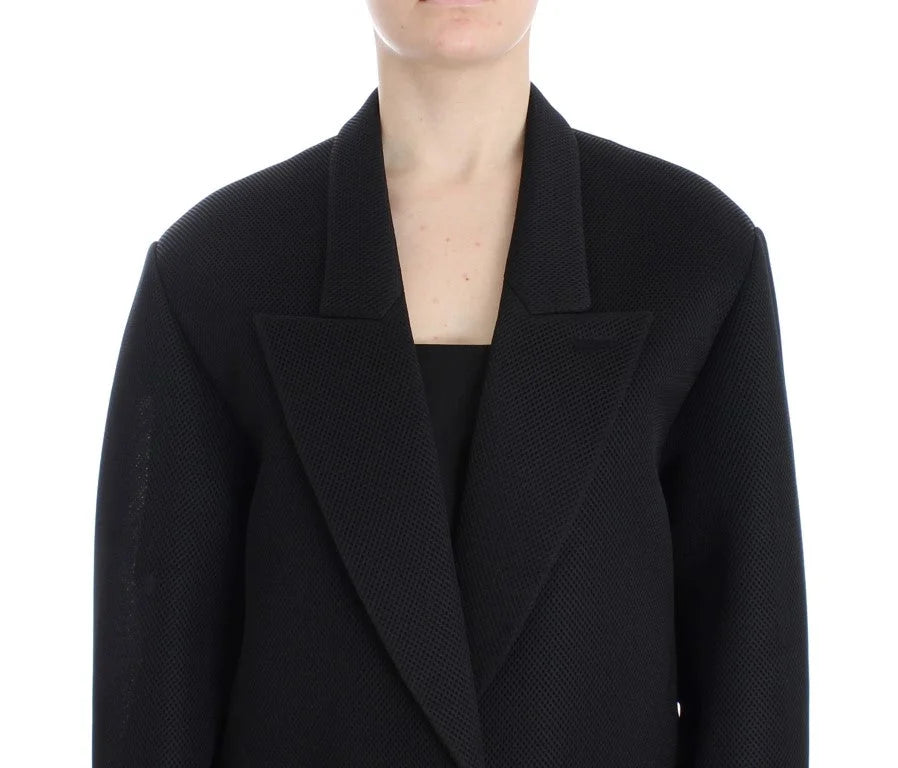 KAALE SUKTAE Black Coat Trench Long Draped Jacket Blazer - Overcoats