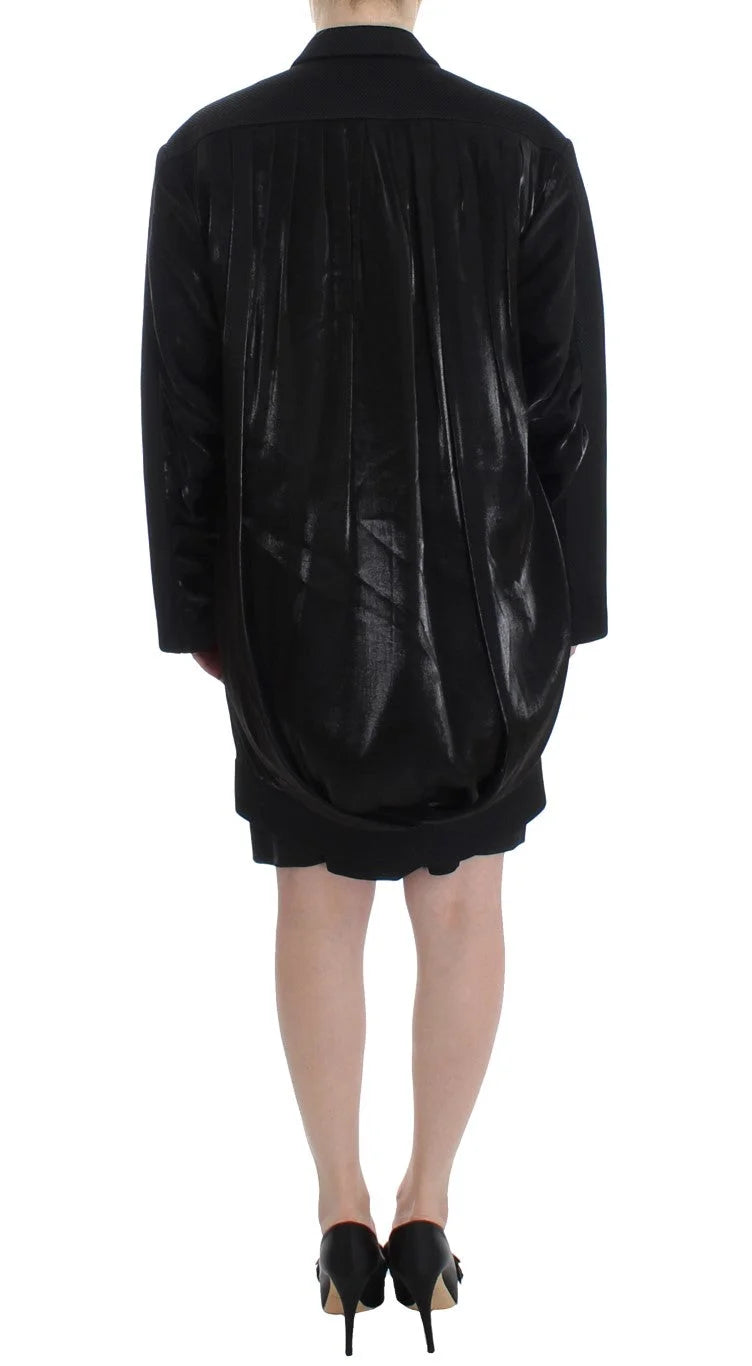 KAALE SUKTAE Black Coat Trench Long Draped Jacket Blazer - Overcoats
