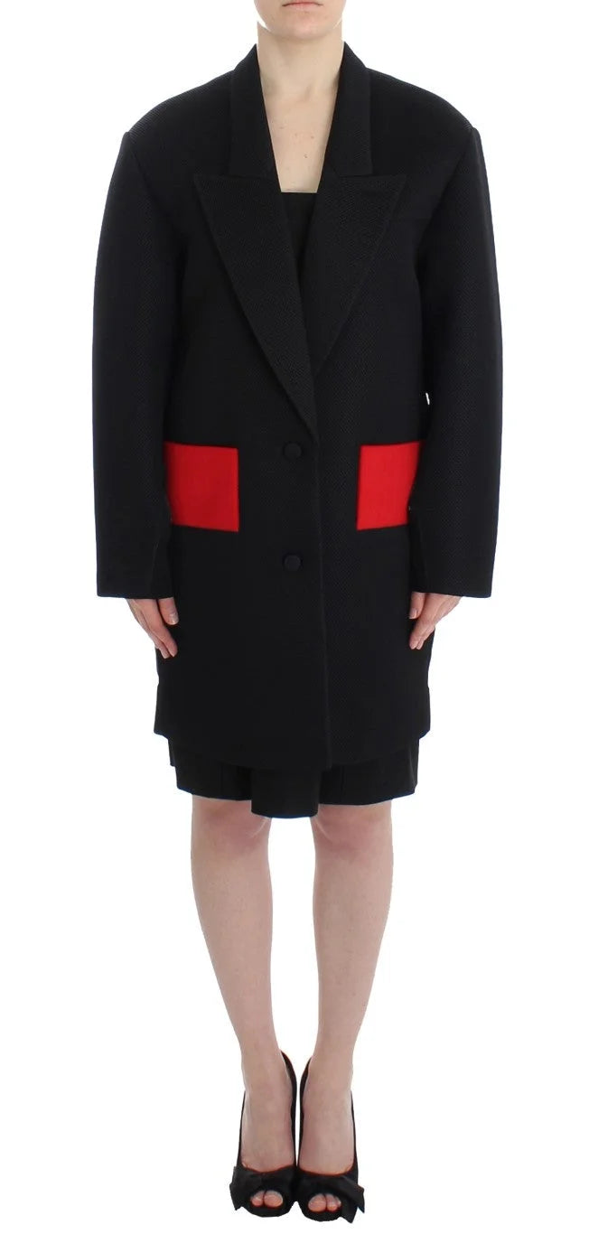 KAALE SUKTAE Black Coat Trench Long Draped Jacket Blazer - Overcoats