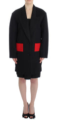 KAALE SUKTAE Black Coat Trench Long Draped Jacket Blazer - Overcoats