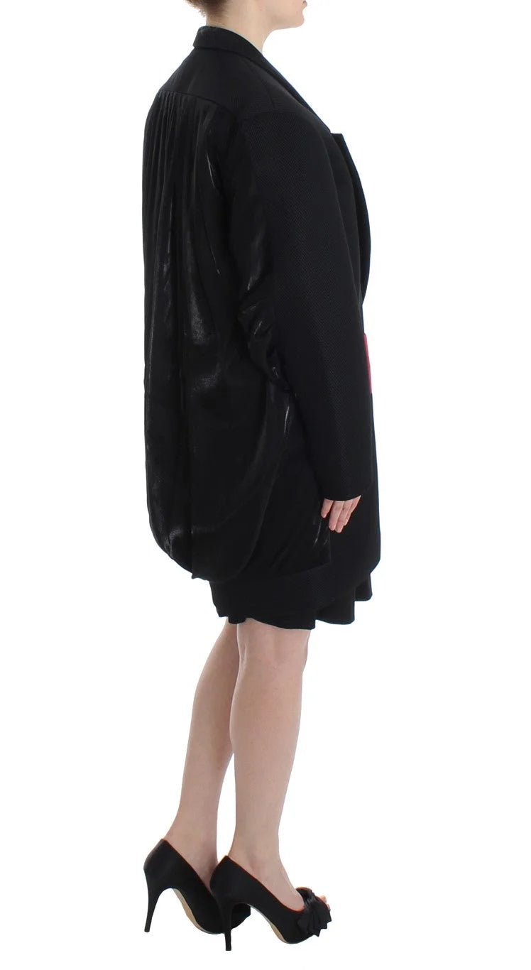 KAALE SUKTAE Black Coat Trench Long Draped Jacket Blazer - Overcoats