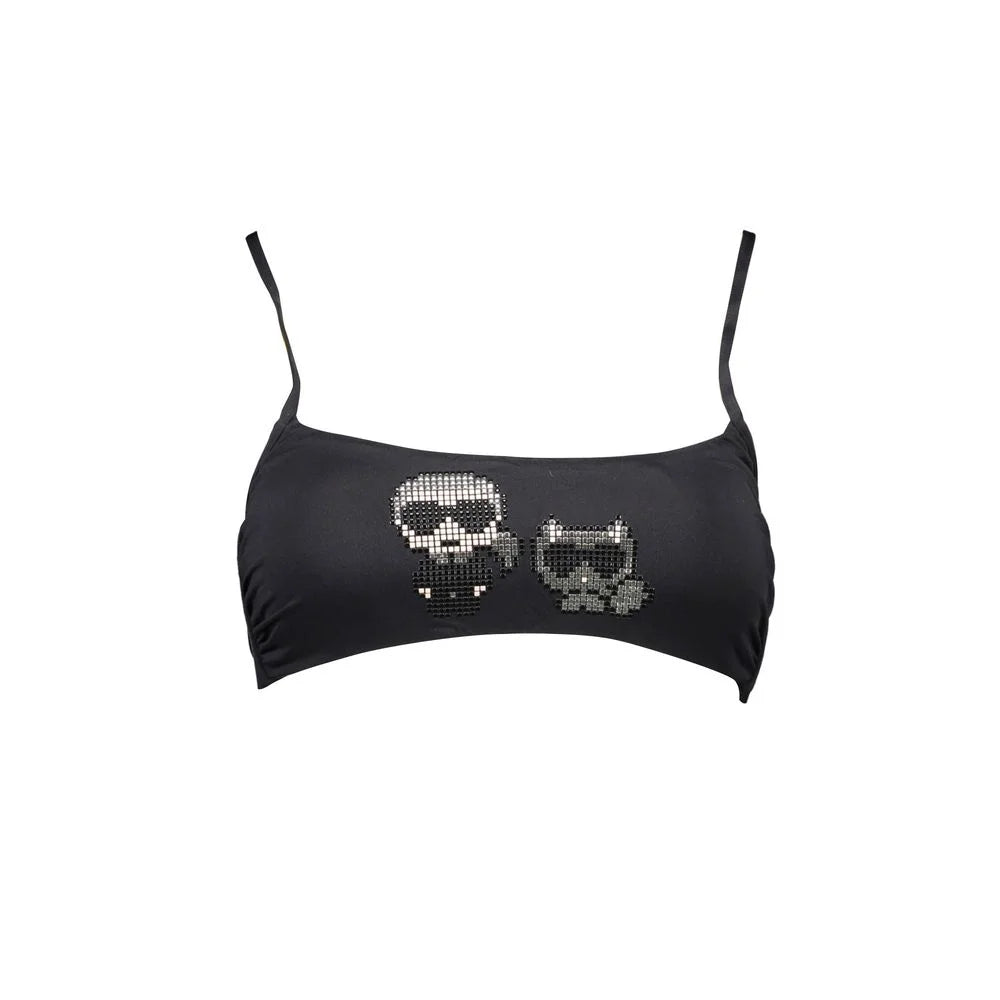 Karl Lagerfeld Black Elastane Swimwear - XS - Swimwear Tops