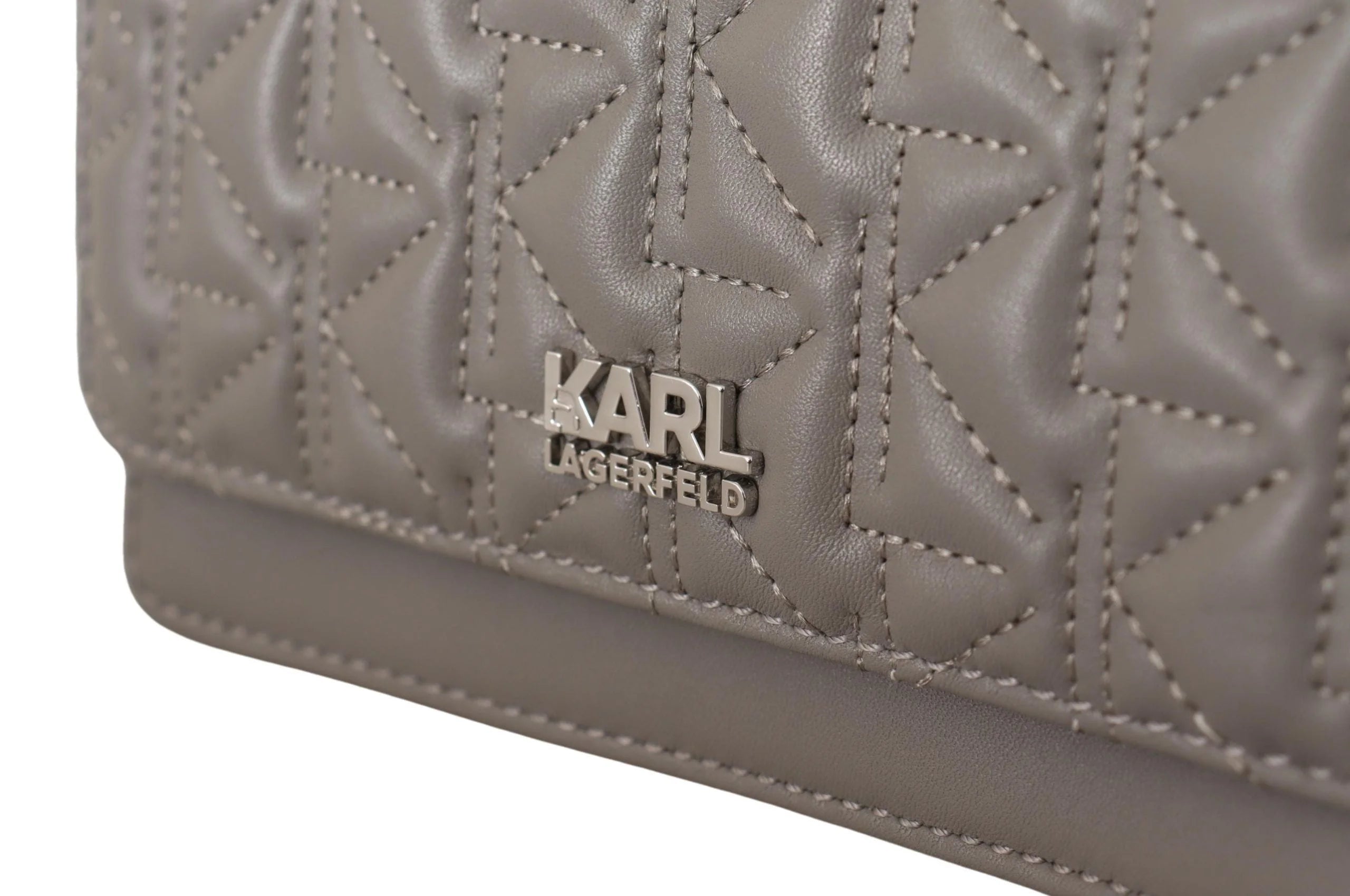 Karl Lagerfeld Elegant Grey Leather Crossbody Bag - Cross Body Bags